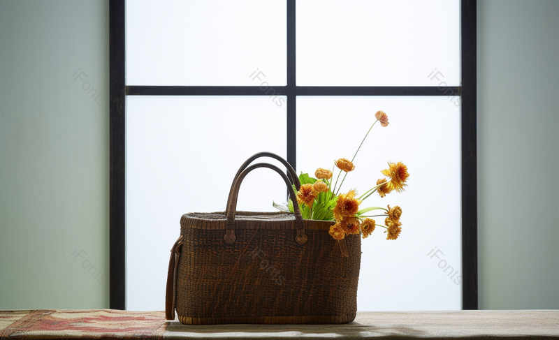 小雏菊花篮包现代简约风背景图,高清,摄影图,摄影图片,图片大全,摄影图免费下载